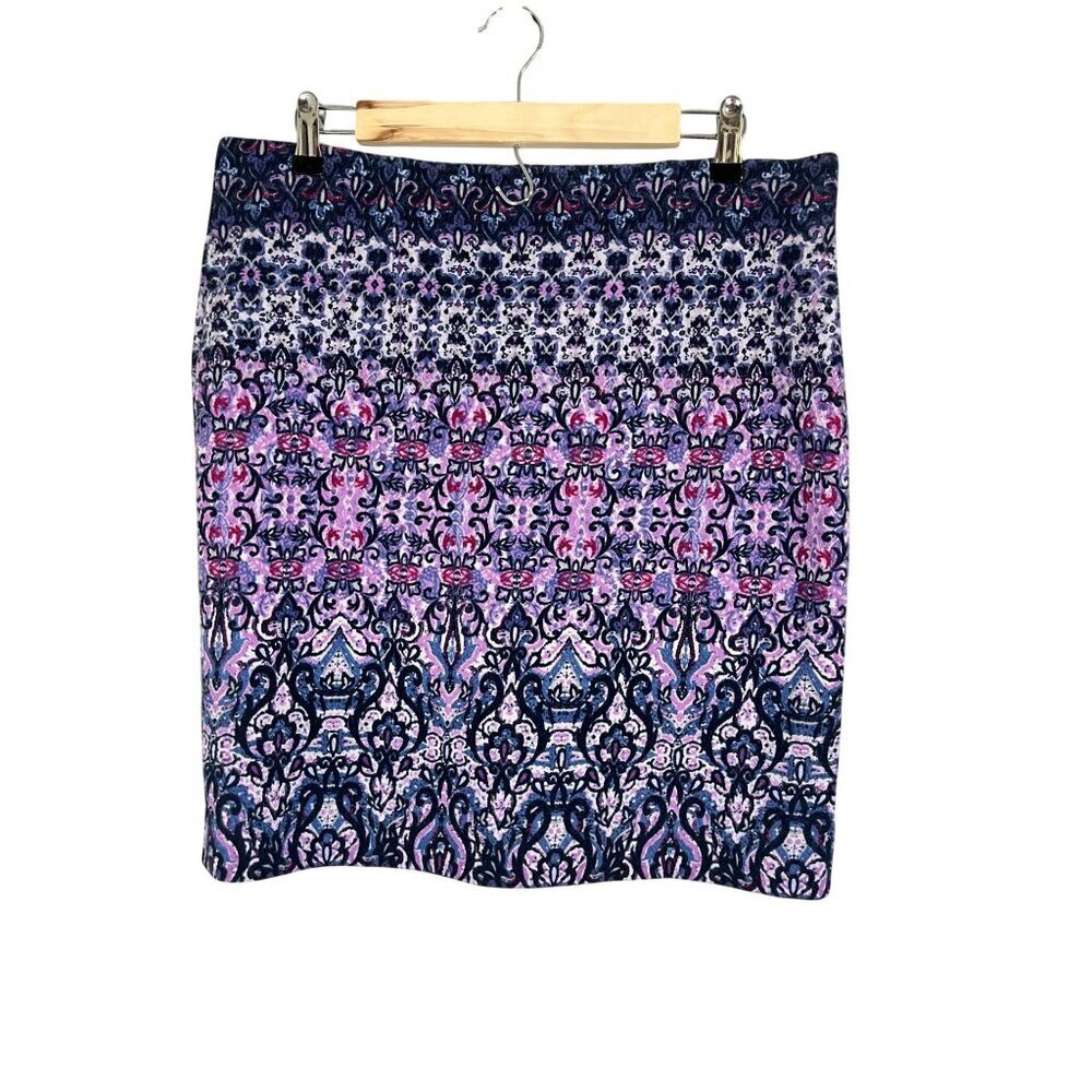 J Jill Floral Mini Skirt S Purple Ombre Boho Western Chic Preppy Indie Folk 80s